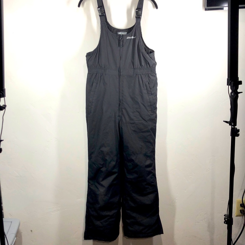 Eddie Bauer black snow bibs size large